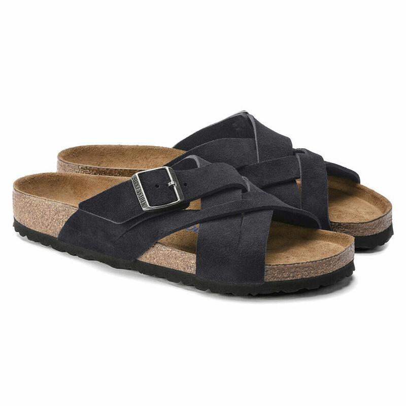 Birkenstock Lugano Soft Footbed Ruskind Sandaler Dame Sort | DK 348EBC